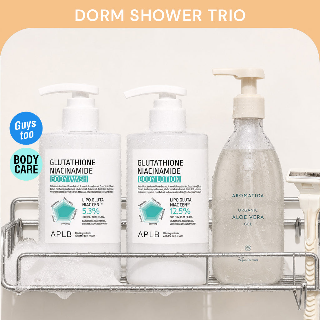 3PCS Dorm Shower Trio — APLB Body Wash, Lotion & Aloe Vera Gel