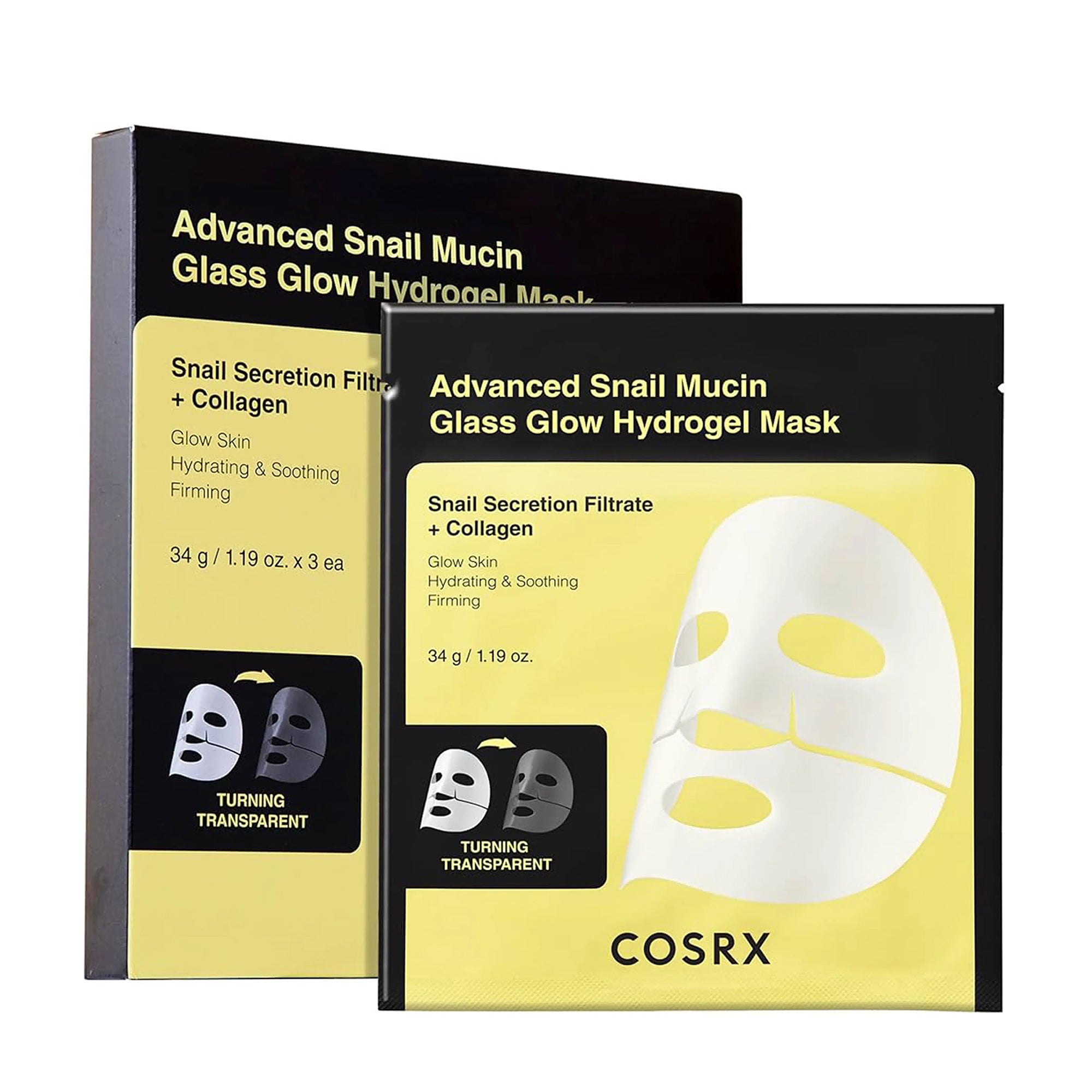 Advanced Snail Mucin Glass Glow Hydrogel Mask (3 Sheets)