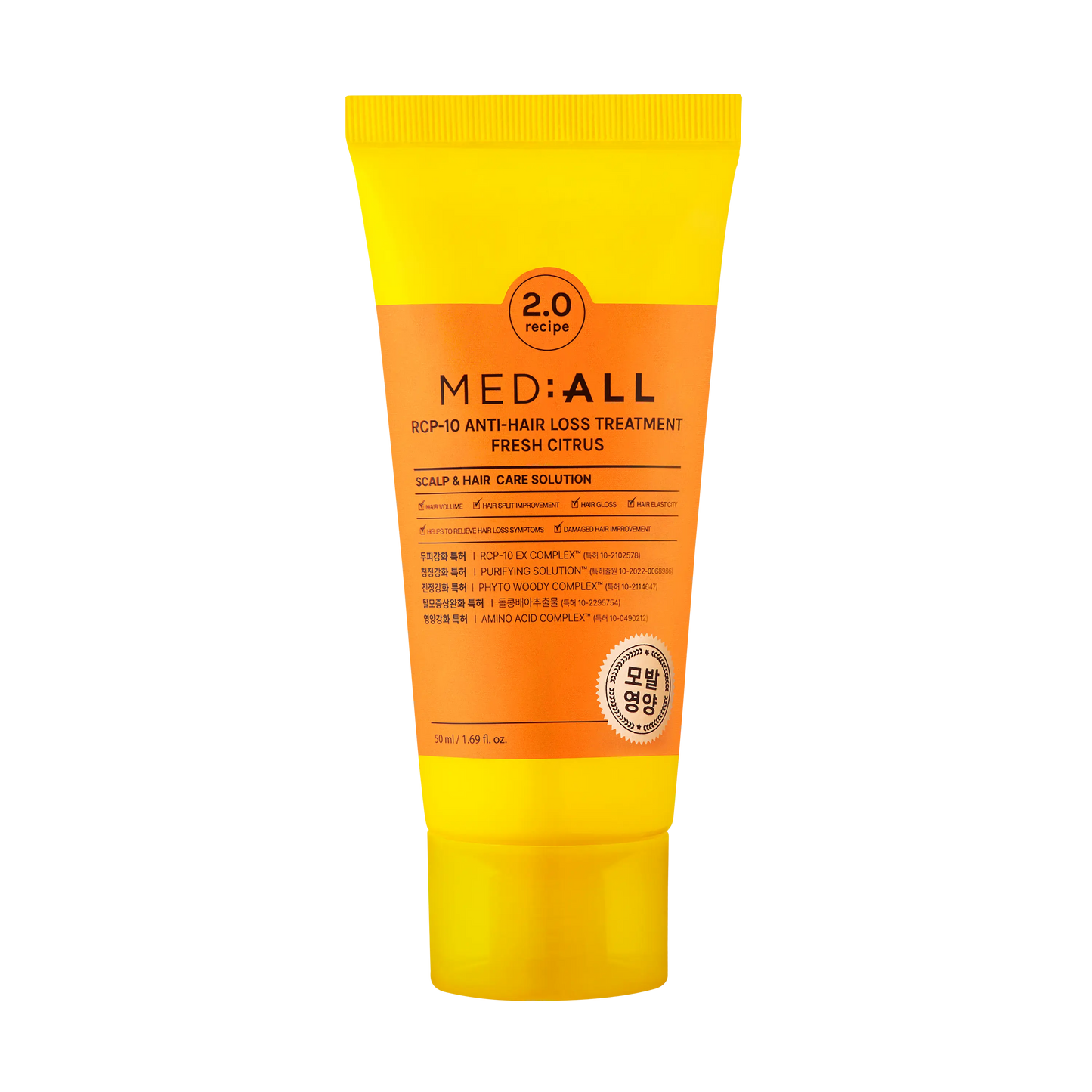 Mediall Rcp-10 Anti Hair Loss Treatment Fresh Citrus 50ml bottle front view with transparent background