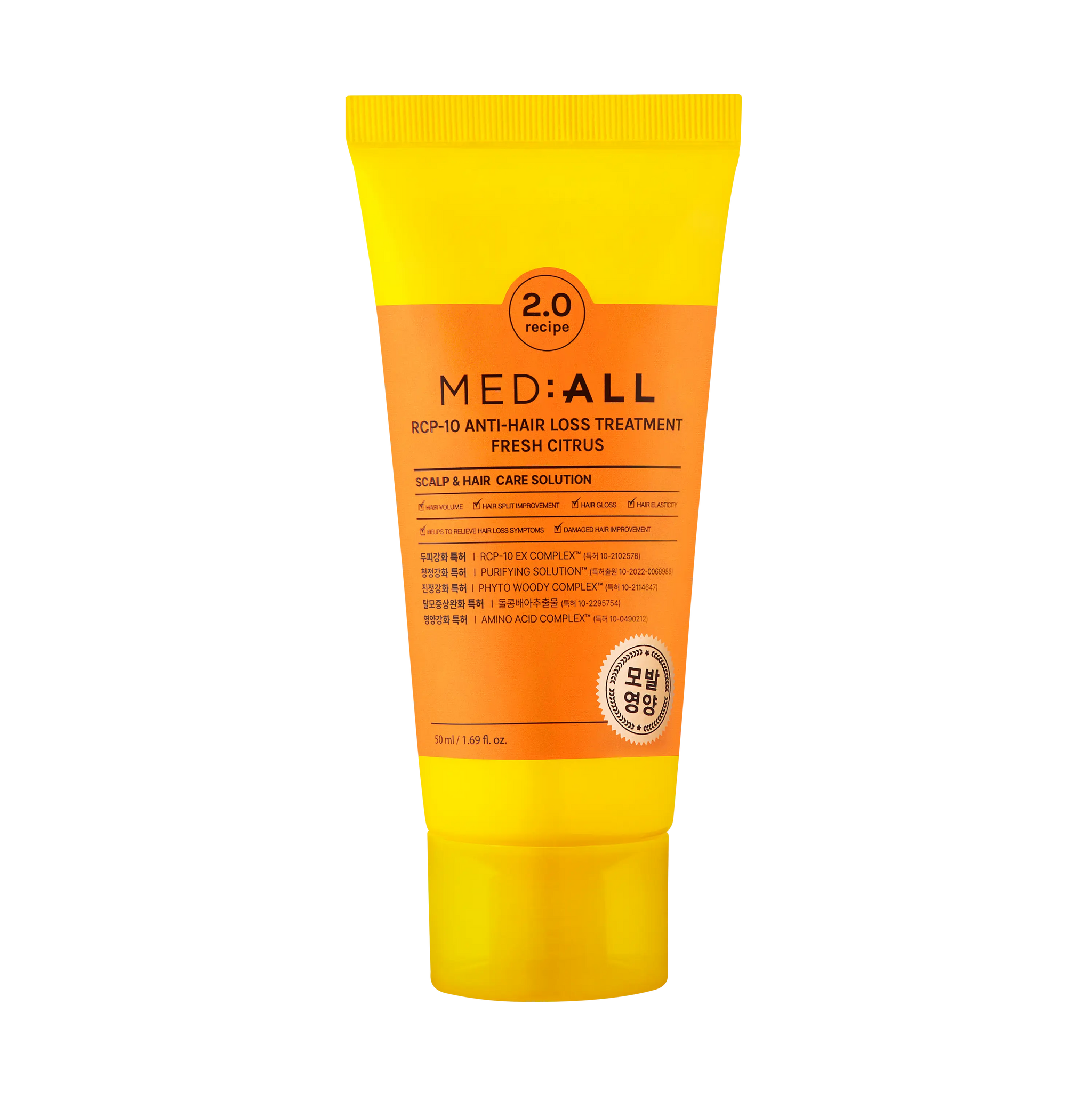 Mediall Rcp-10 Anti Hair Loss Treatment Fresh Citrus 50ml bottle front view with transparent background