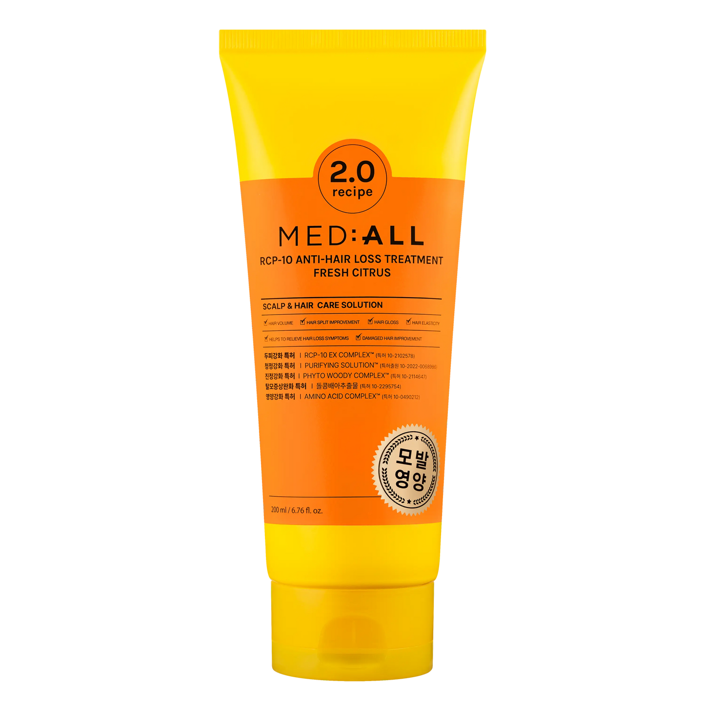 Mediall Rcp-10 Anti Hair Loss Treatment Fresh Citrus 200ml bottle front view with transparent background