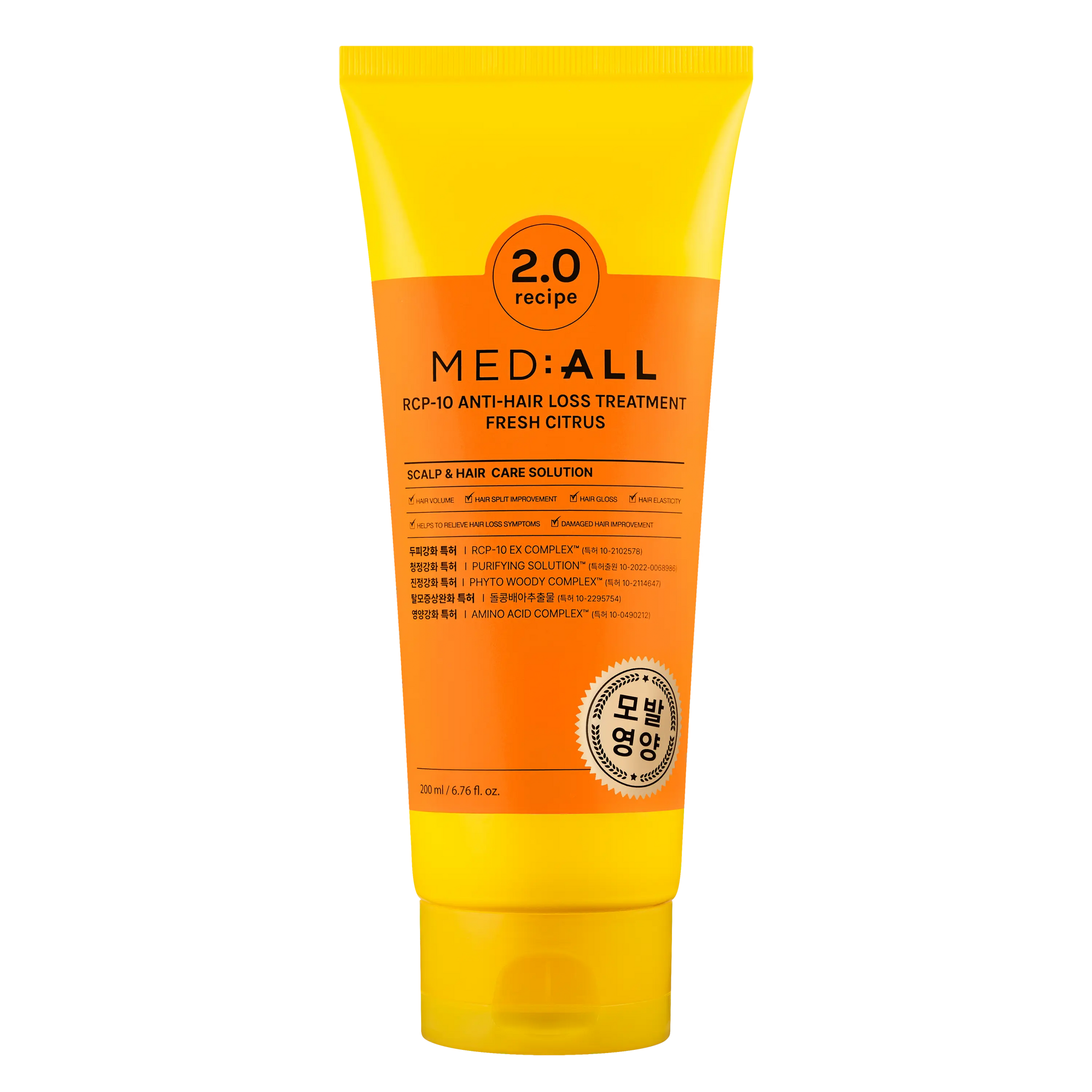 Mediall Rcp-10 Anti Hair Loss Treatment Fresh Citrus 200ml bottle front view with transparent background