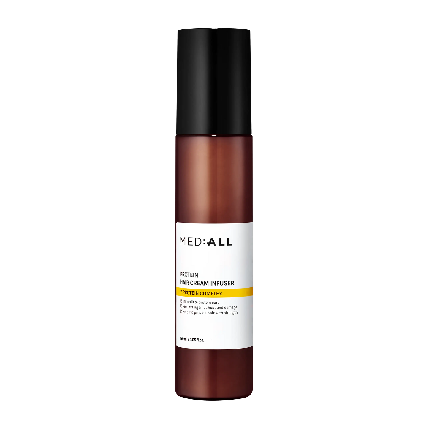 Mediall Protein Hair Cream Infuser 120ml bottle front view with transparent background