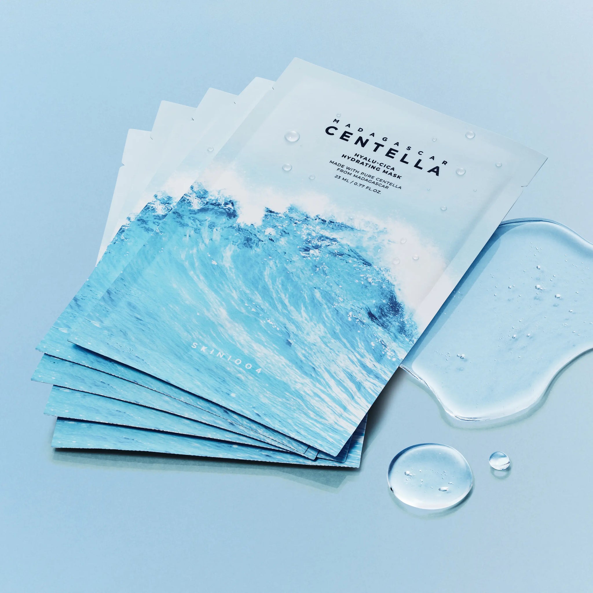 SKIN1004 Hyalu-Cica Hydrating Mask essence texture showing watery hydrating serum consistency