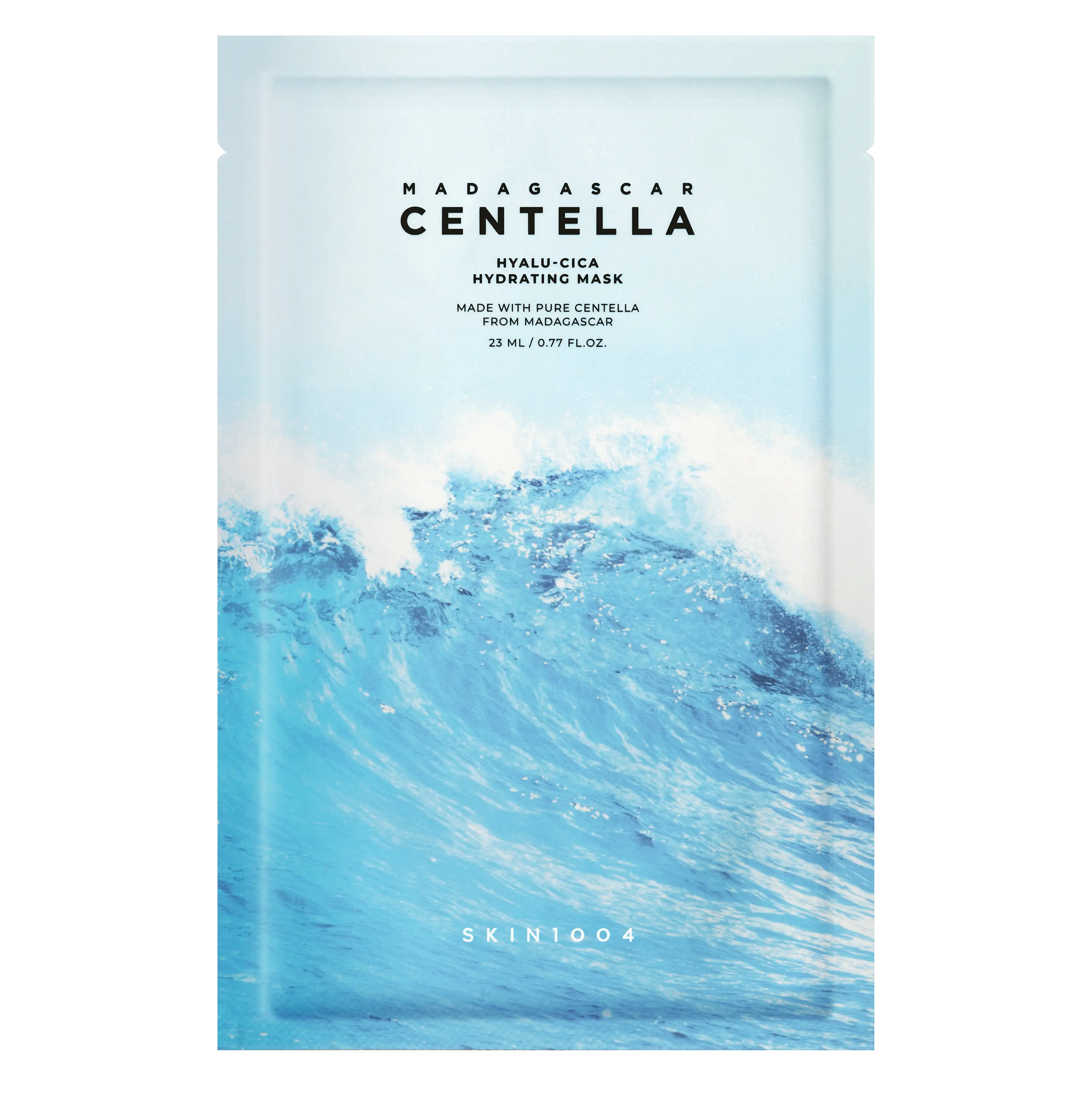 SKIN1004 Madagascar Centella Hyalu-Cica Hydrating Mask pouch displayed for hydration skincare