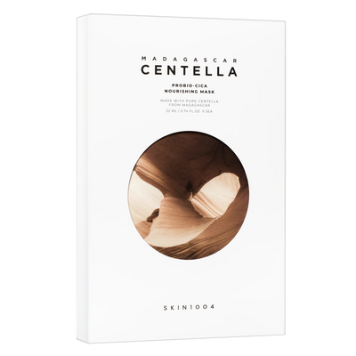 SKIN1004 Madagascar Centella Probio-Cica Nourishing Mask pouch and packaging displayed for nourishing skincare routine