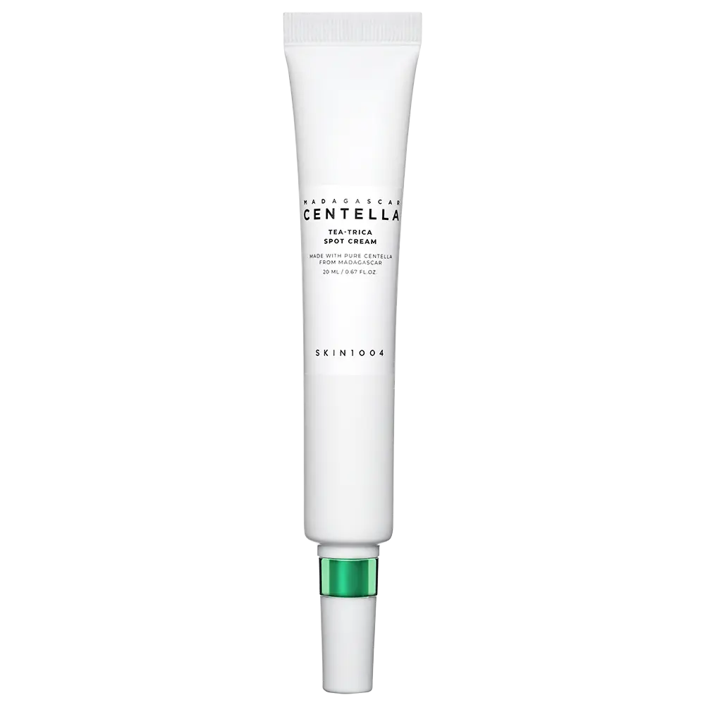 SKIN1004 Madagascar Centella Tea-Trica Spot Cream tube displayed for acne care skincare