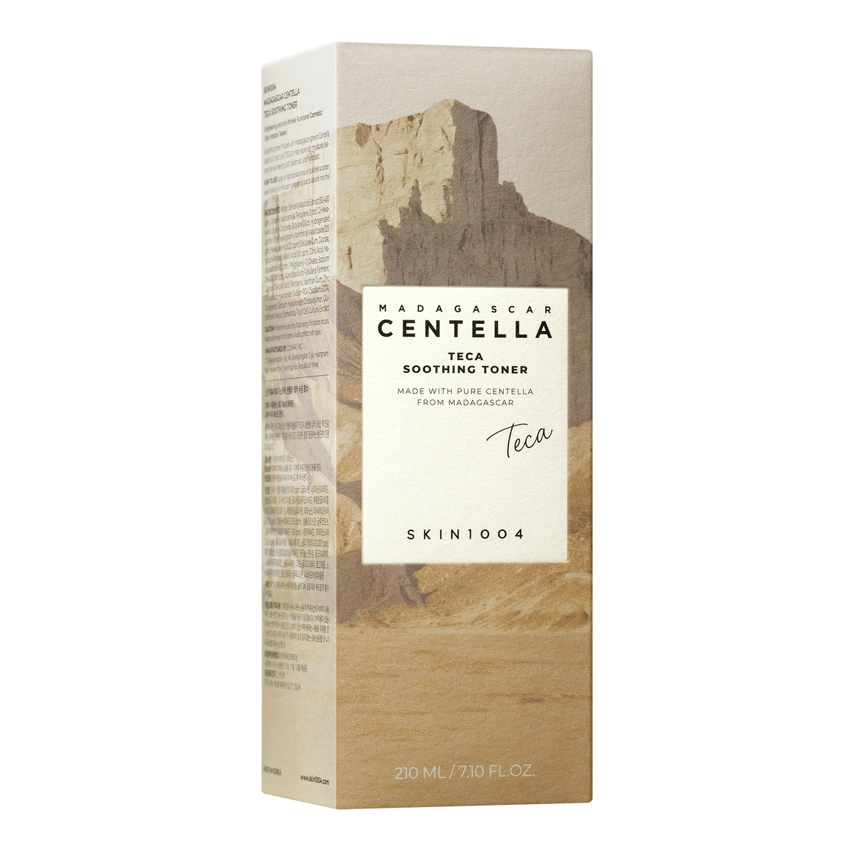 SKIN1004 Madagascar Centella Teca Soothing Toner Packaging Side view with transparent background