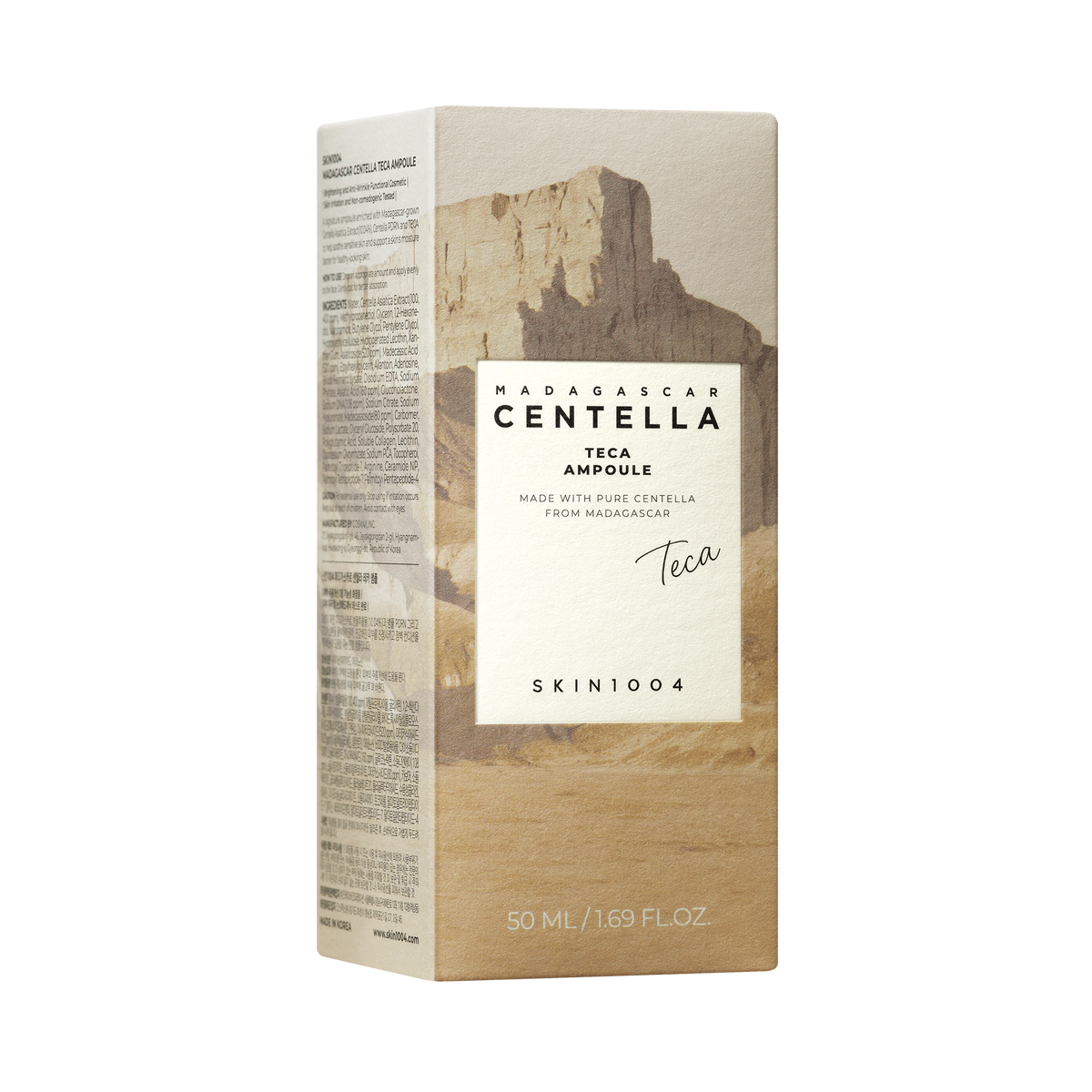 SKIN1004 Madagascar Centella Teca Ampoule 50ml packaging box view with transparent background