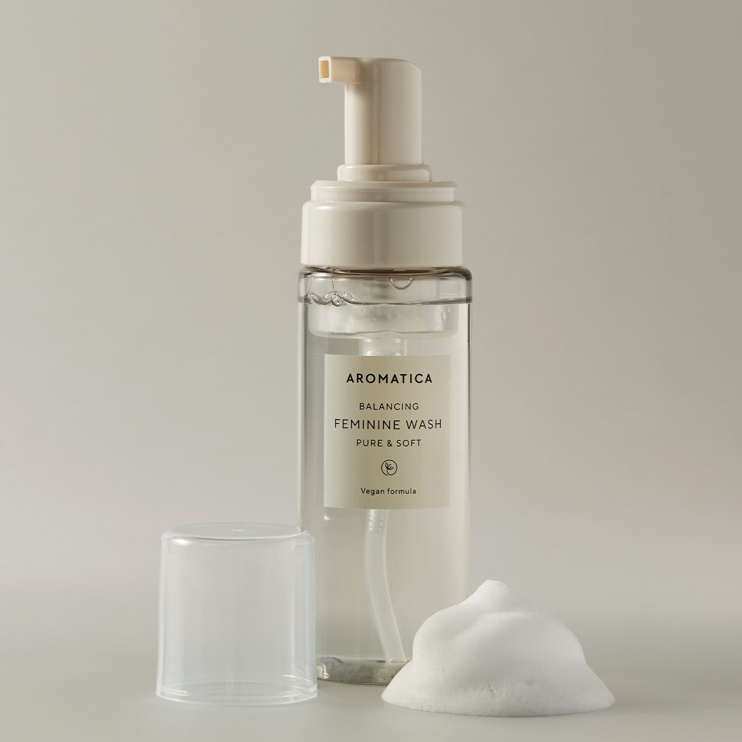 Aromatica Pure Soft Feminine Wash bottle with foam