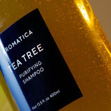 Aromatica Tea Tree Purifying Shampoo bottle close-up
