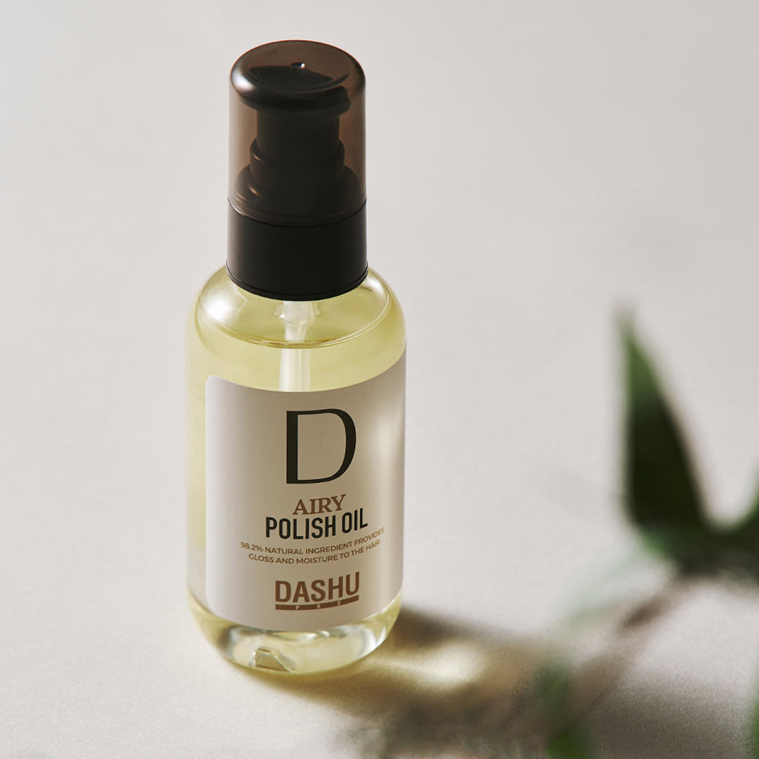 Dashu Pro Airy Polish Hair Oil 100ml bottle in natural light