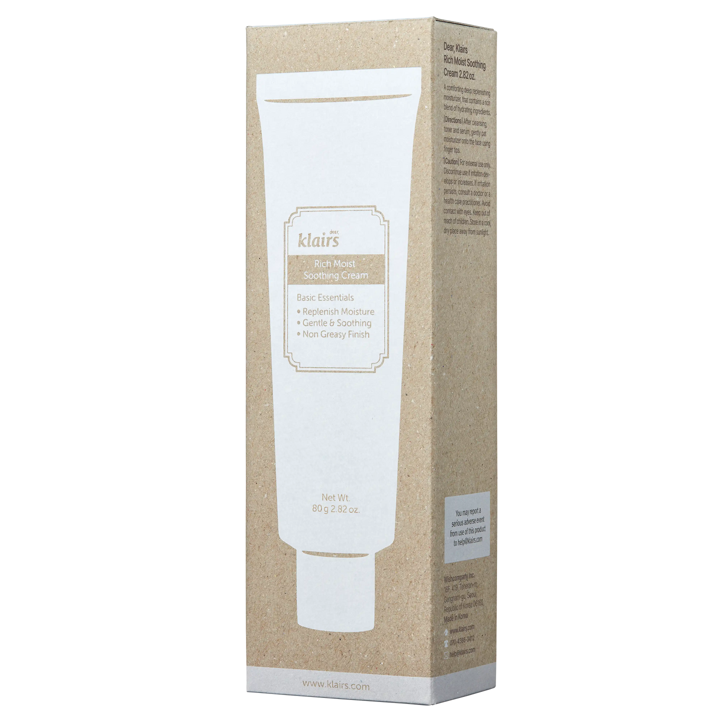 Dear Klairs Rich Moist Soothing Cream 80g packaging box