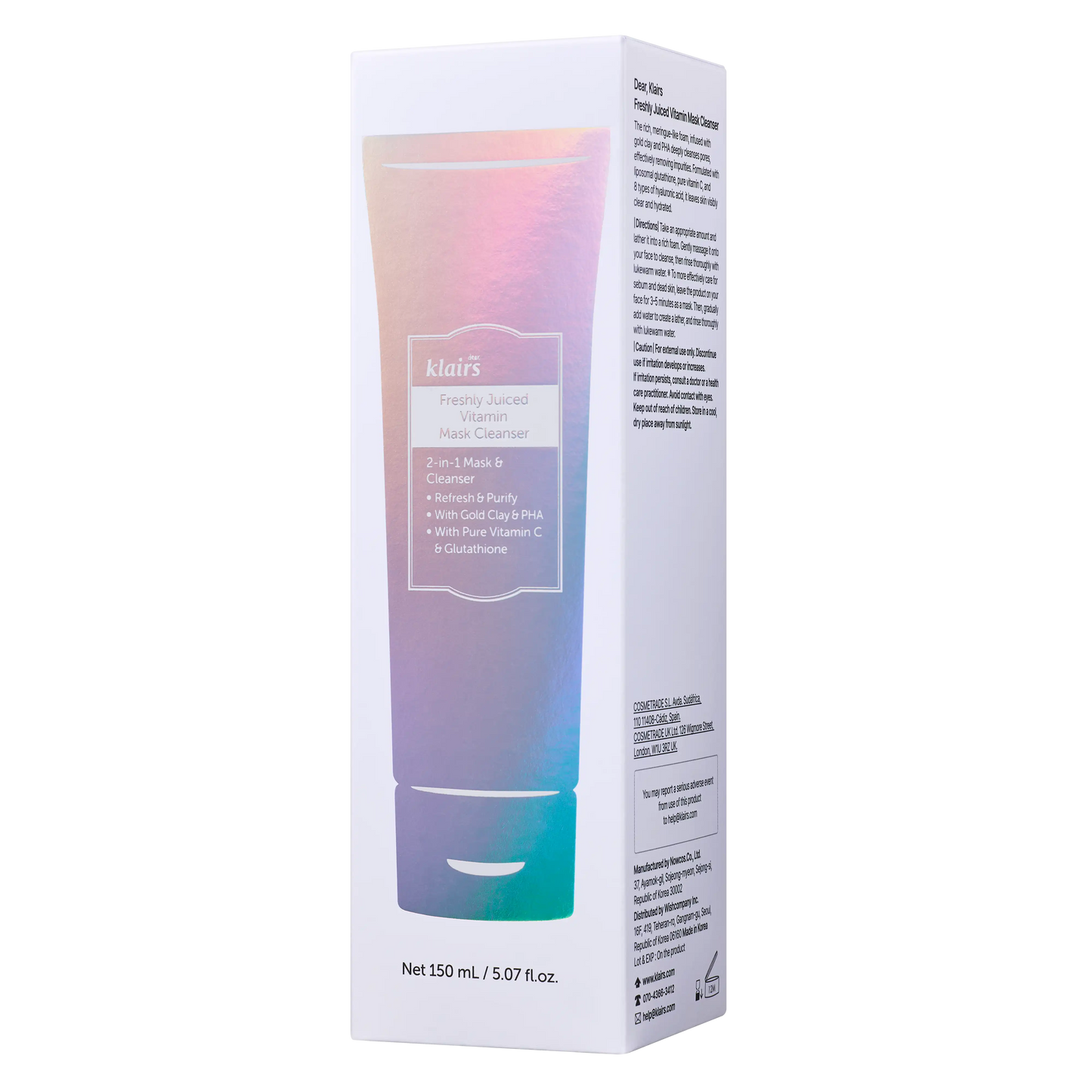 Dear Klairs Freshly Juiced Vitamin Mask Cleanser 150ml packaging box