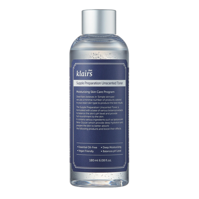 Dear Klairs Supple Preparation Unscented Toner 180ml bottle front view
