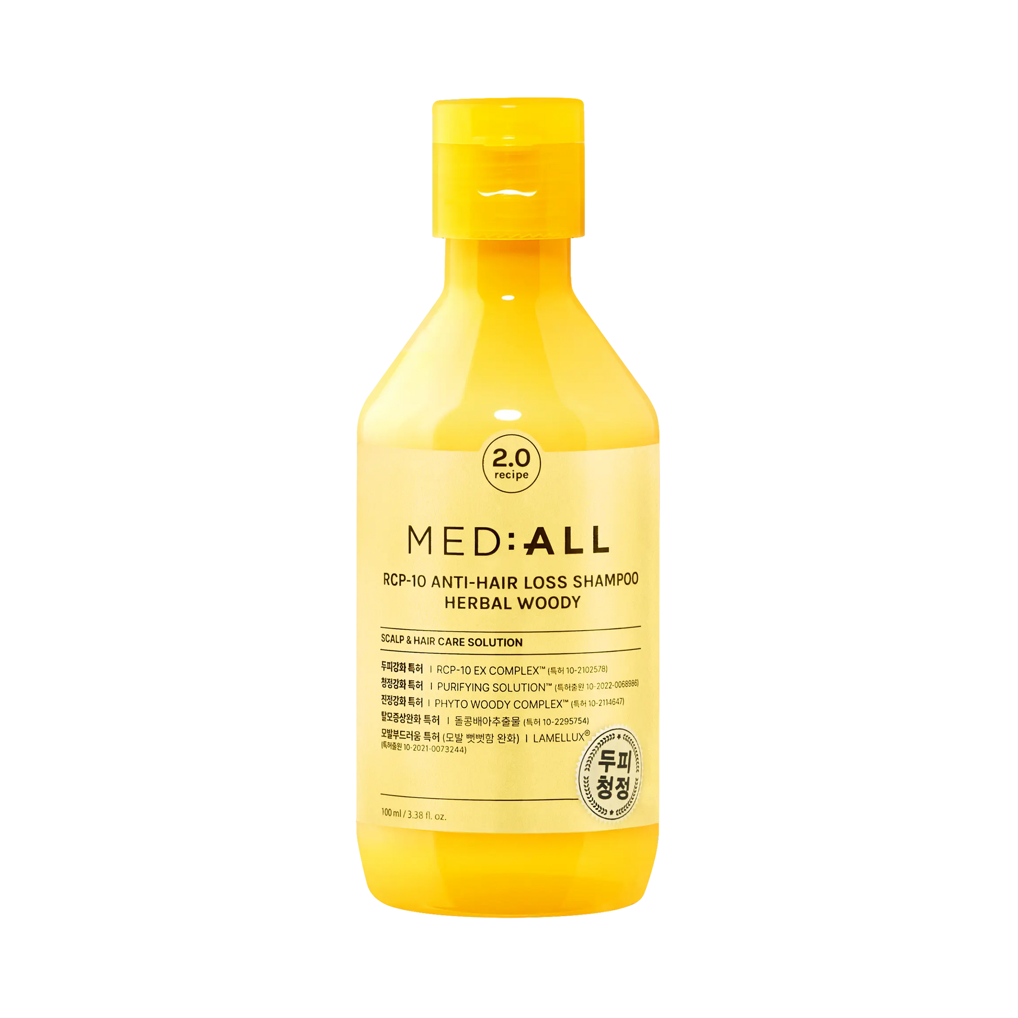 Rcp-10 Anti Hair Loss Shampoo Herbal Woody 100ml bottle front view with transparent backgrund