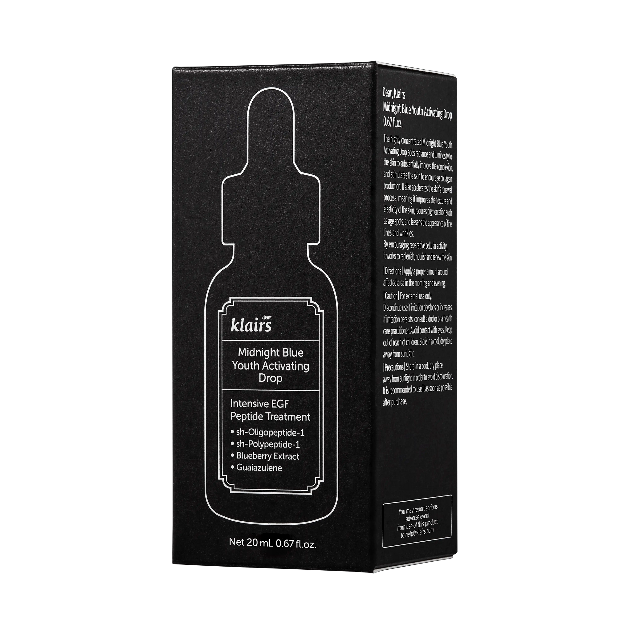 Klairs Midnight Blue Youth Activating Drops packaging box