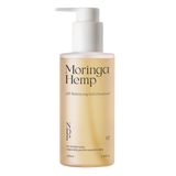 NDP Moringa Hemp pH Balancing Gel Cleanser 200ml jar front view on a transparent background