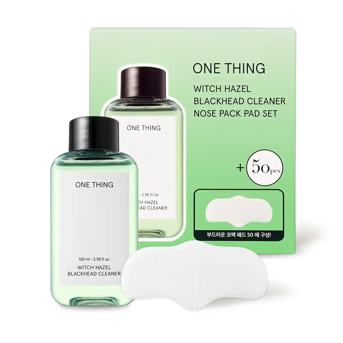 One Thing Witch Hazel Blackhead Cleaner Set 100ml Nose Pack Pad Set front view