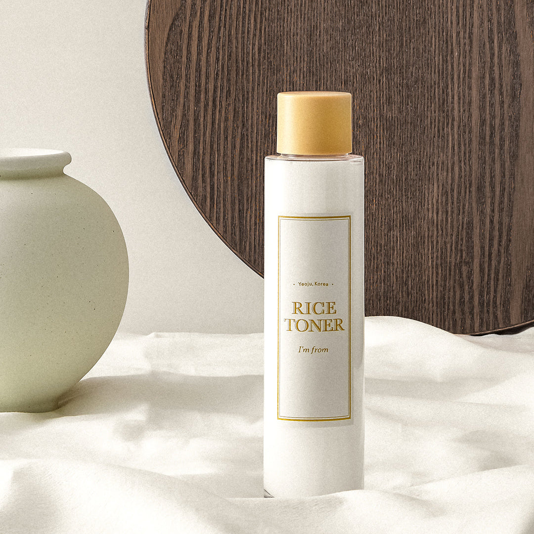 I'm From Rice Toner bottle with traditional Korean pottery in background