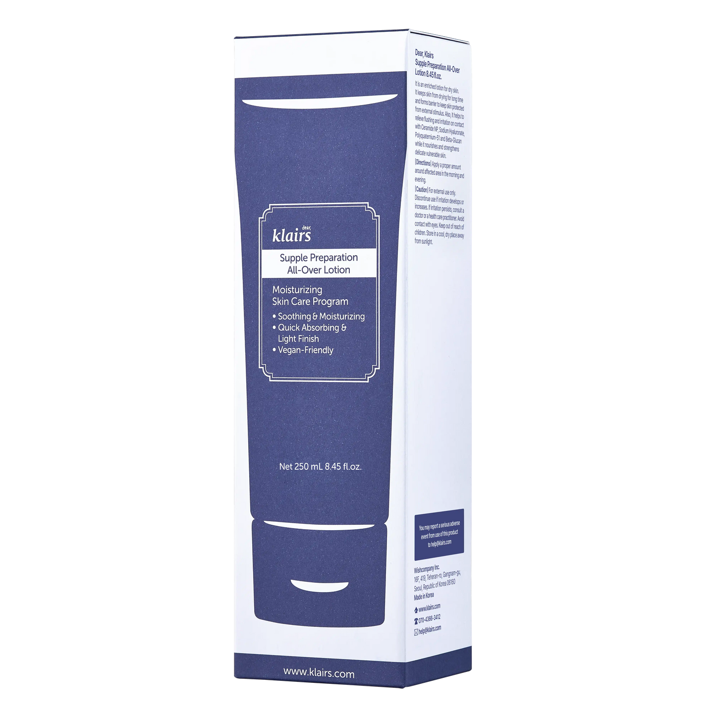 Dear Klairs Supple Preparation All Over Lotion 250ml packaging box