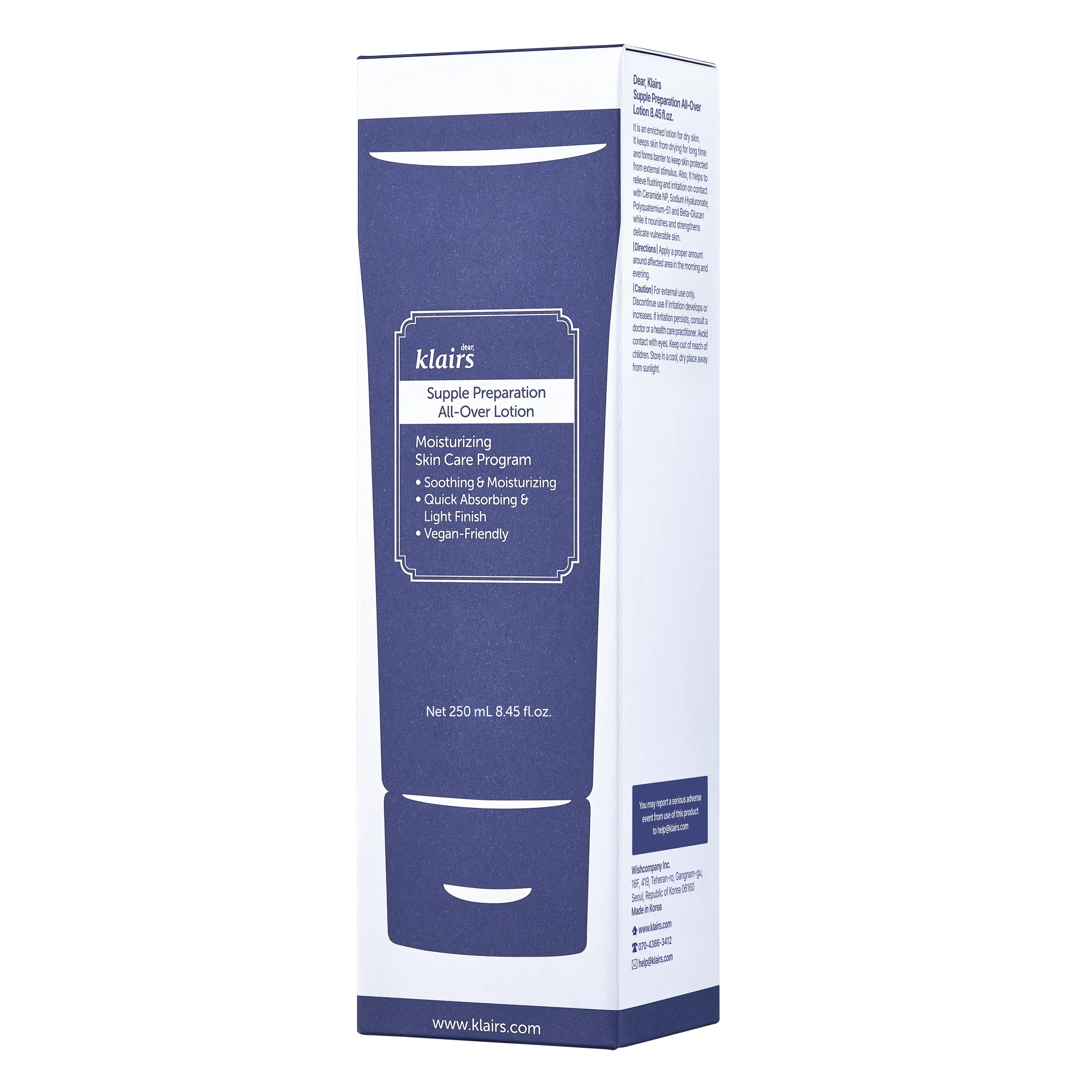 Dear Klairs Supple Preparation All Over Lotion 250ml packaging box