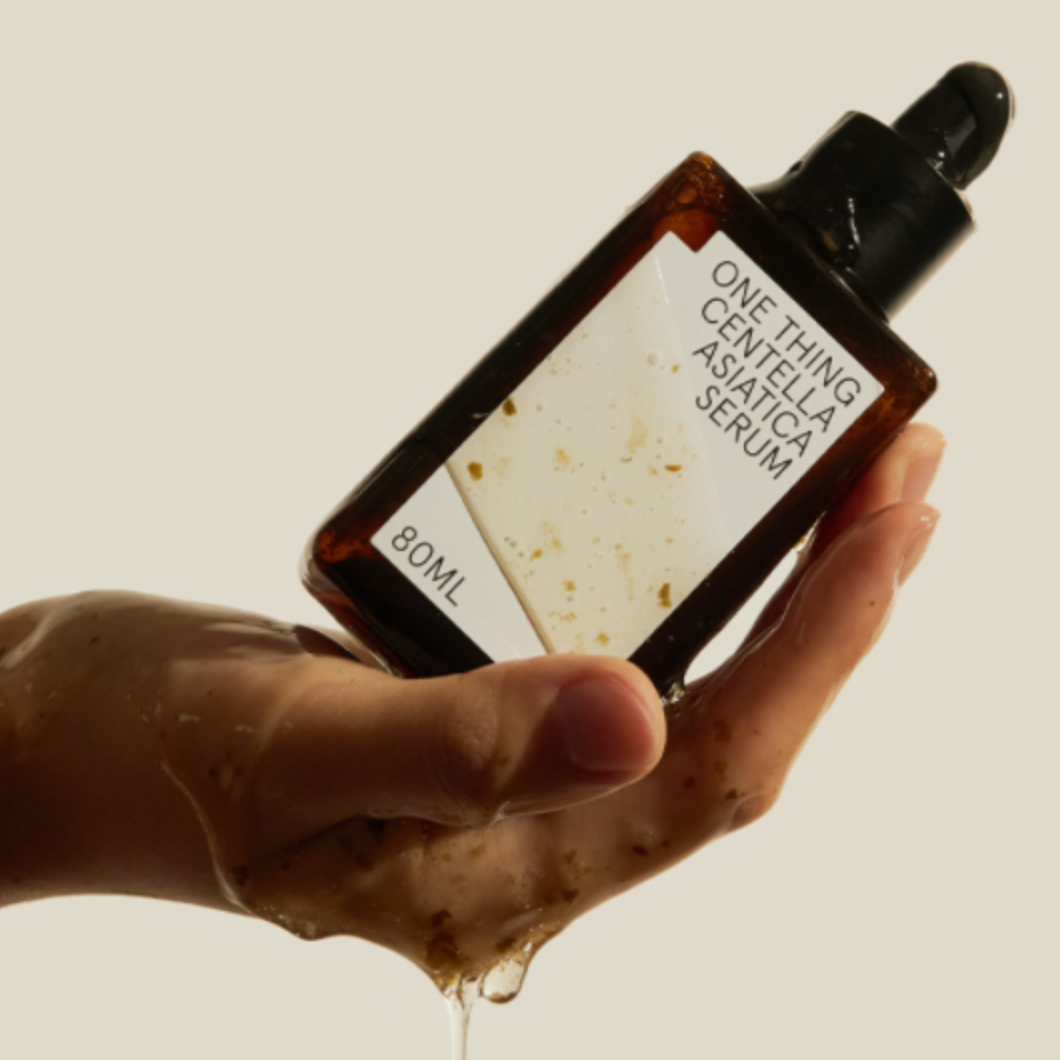 One Thing Centella Asiatica Cica Serum flowing on hand